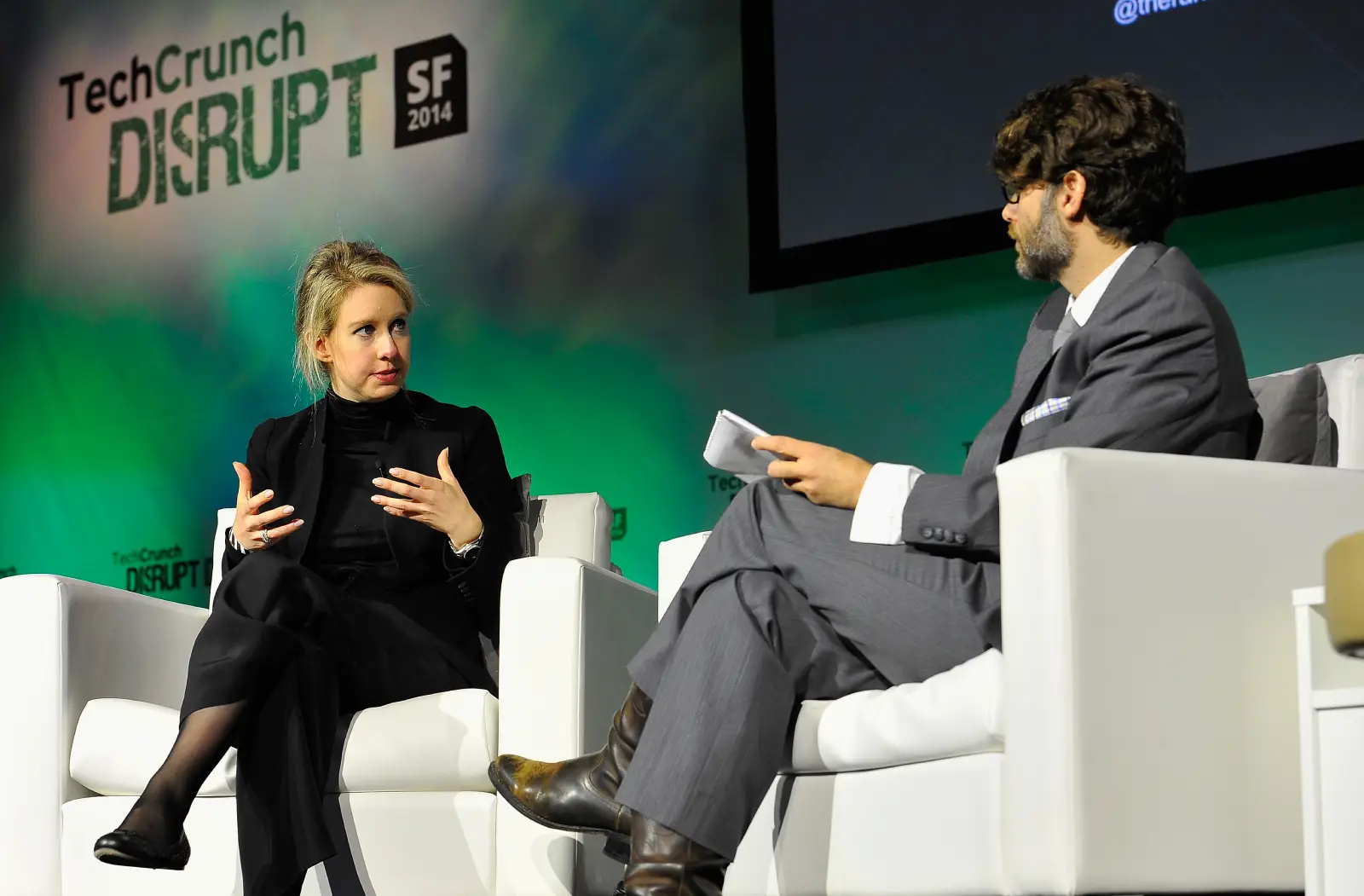 Основательница и глава Theranos Элизабет Холмс на технологической конференции TechCrunch Disrupt